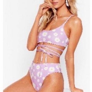 Nasty Gal Purple Daisy Bikini Set